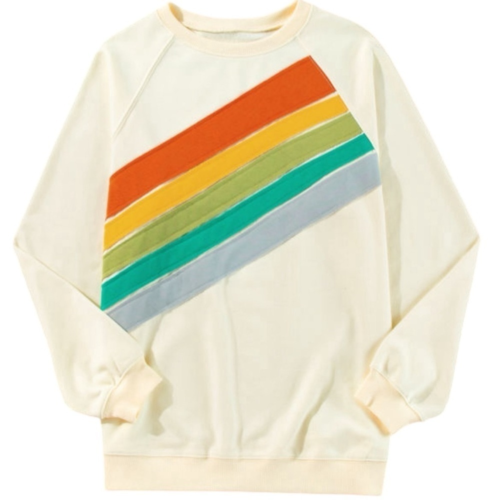 Multicolored Crew Neck Long Sleeve Sweatshirt